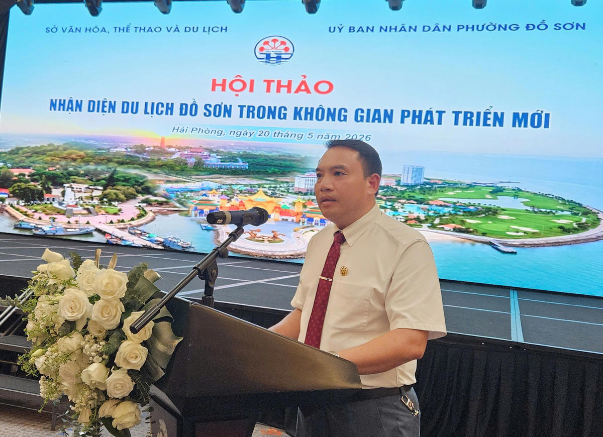 Ông Trần Văn Ngọc - Phó Giám đốc Sở Văn hóa, Thể thao và Du lịch Hải Phòng phát biểu tại hội thảo. Ảnh: PT.