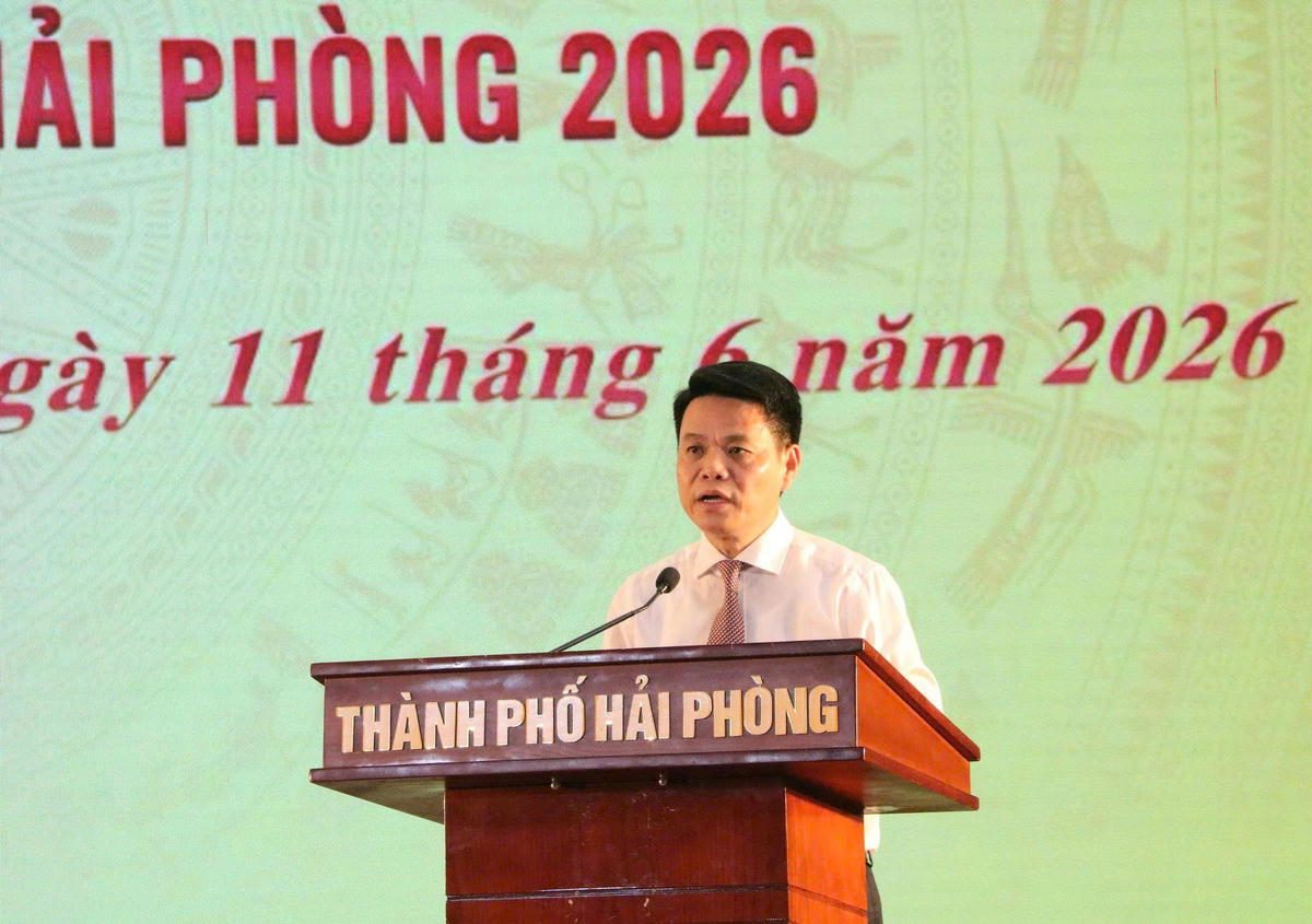 Bí thư Thành ủy Hải Phòng Lê Ngọc Châu phát biểu tại hội nghị.