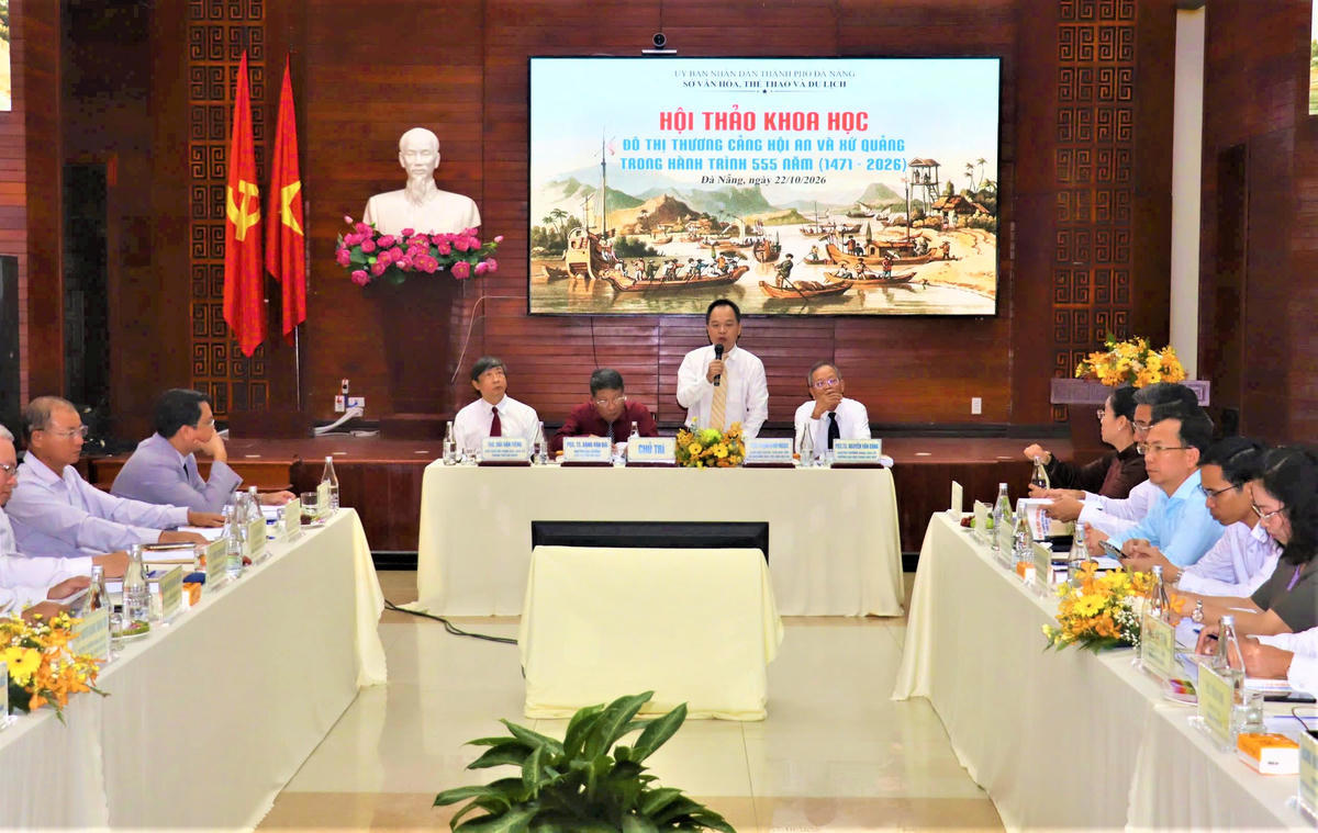 Quang cảnh hội thảo thảo khoa học “Đô thị thương cảng Hội An và xứ Quảng trong hành trình 555 năm (1471-2026)”. Ảnh: CĐ.