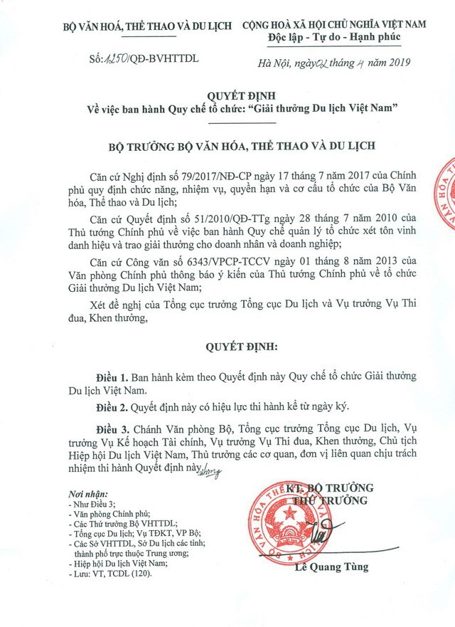 Nguyên tắc xét tặng “Giải thưởng Du lịch Việt Nam” đảm bảo khách quan, chính xác, công bằng và công khai - Ảnh 1.