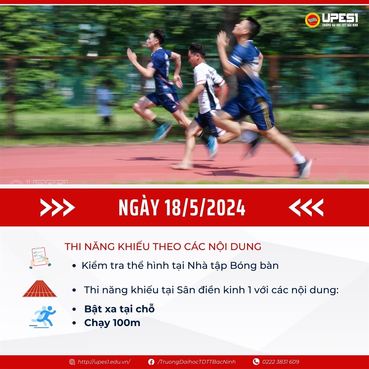 Lịch thi tuyển sinh năng khiếu năm 2024 tại Trường Đại học TDTT Bắc Ninh (đợt 1) - Ảnh 3.