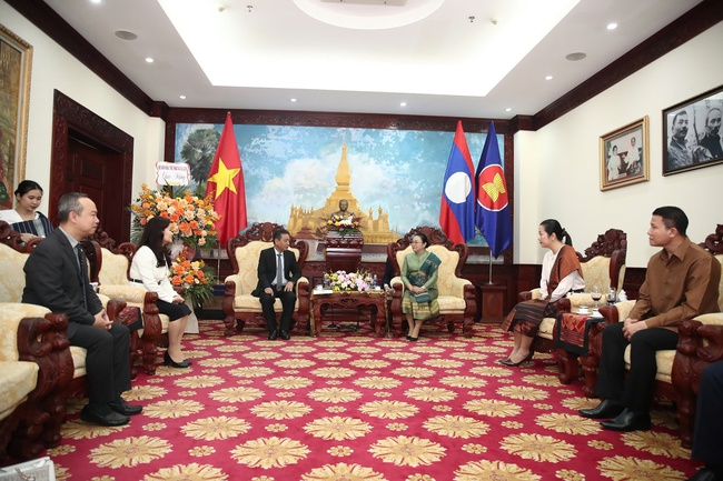 Thứ trưởng Hoàng Đạo Cương thăm và chúc Tết Bunpimay Đại sứ quán Lào tại Hà Nội - Ảnh 2.