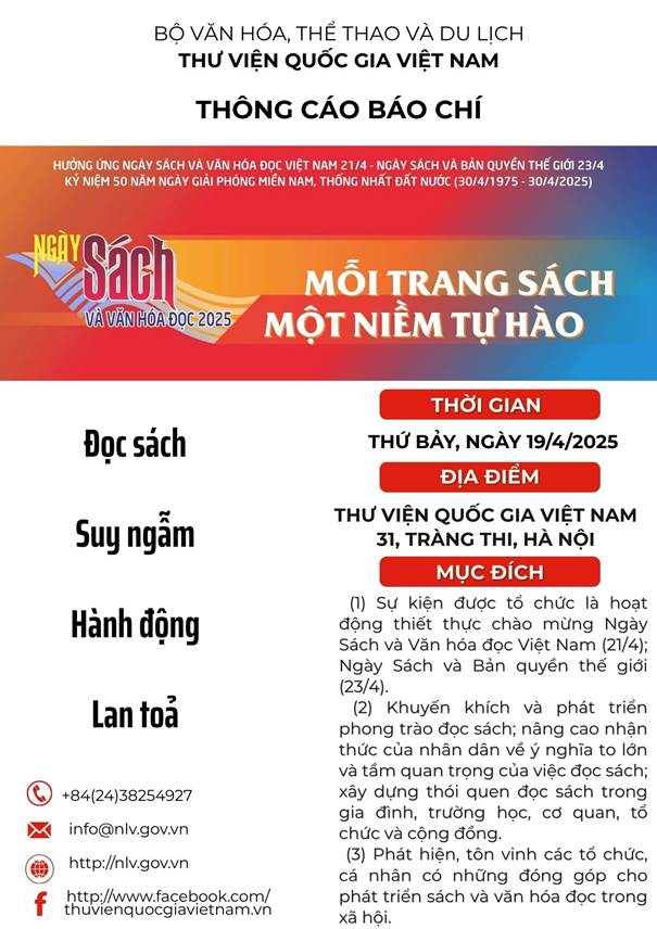 TCBC: Ngày Sách và Văn hóa đọc năm 2025  tại Thư viện Quốc gia Việt Nam - Ảnh 1.