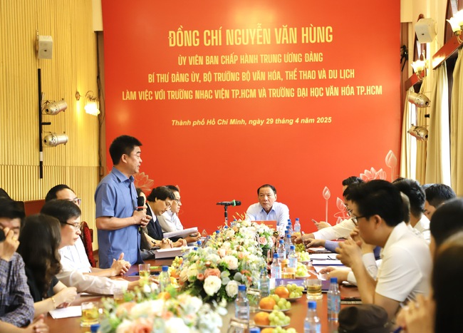Bộ trưởng Nguyễn Văn Hùng làm việc với Nhạc Viện TP.HCM và Trường Đại học Văn Hóa TP.HCM - Ảnh 3.