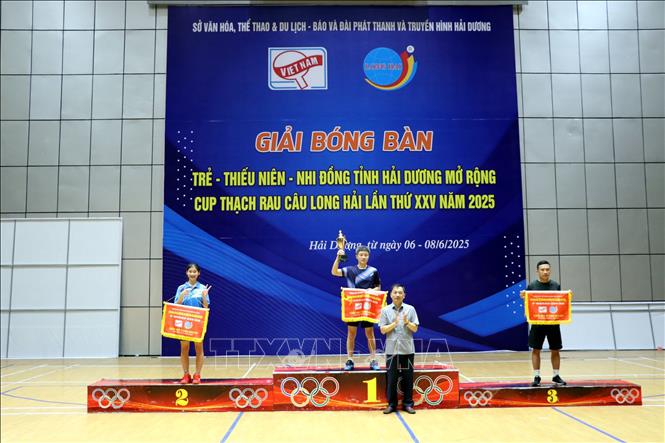 Hải Dương đoạt nhất toàn đoàn Giải bóng bàn trẻ, thiếu niên, nhi đồng mở rộng - Ảnh 1.